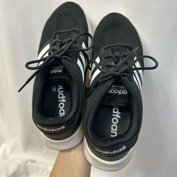 Adidas Cloudfoam Black White Sneakers Lightweight Good Tread 7.5 - Picture 4 of 8